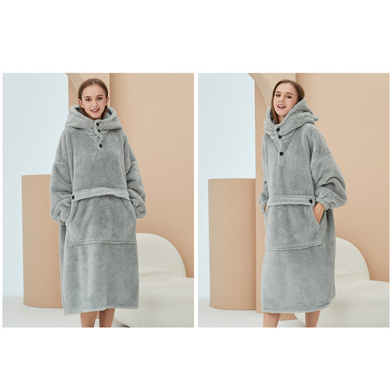 Beakey Hoodie Plush Pajama Set for couple-Light Grey