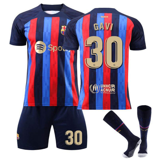 Beakey FC Barcelona Home Jersey 2022-23 GAVI #30 Soccer Jersey Kids Adult 3-Pieces Jersey Kits