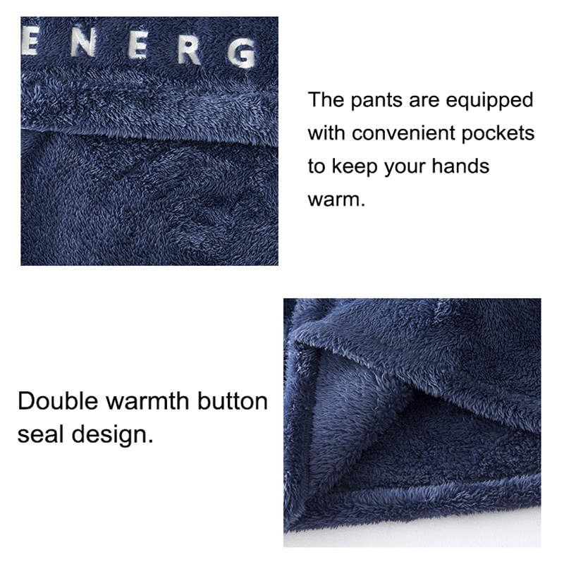 Beakey Thickening Coral Fleece Pajamas Set for Women-NavyBlue