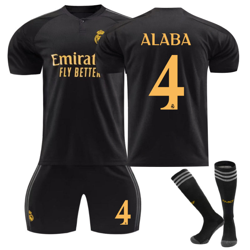 Beakey Real Madrid Second Away Jersey ALABA #4 Soccer Jersey Kids Adult 3Pcs Jersey Kits
