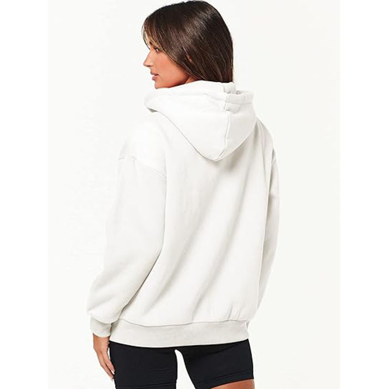 Beakey Womens Zip Up Hoodies with Pockets Y2K Oversized Sweatshirts-White