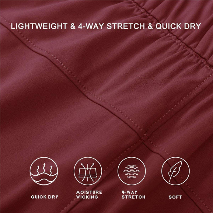 Beakey Women's Yoga Lounge Lace-up Shorts Comfy Casual Shorts With Pockets-Brick Red-2022