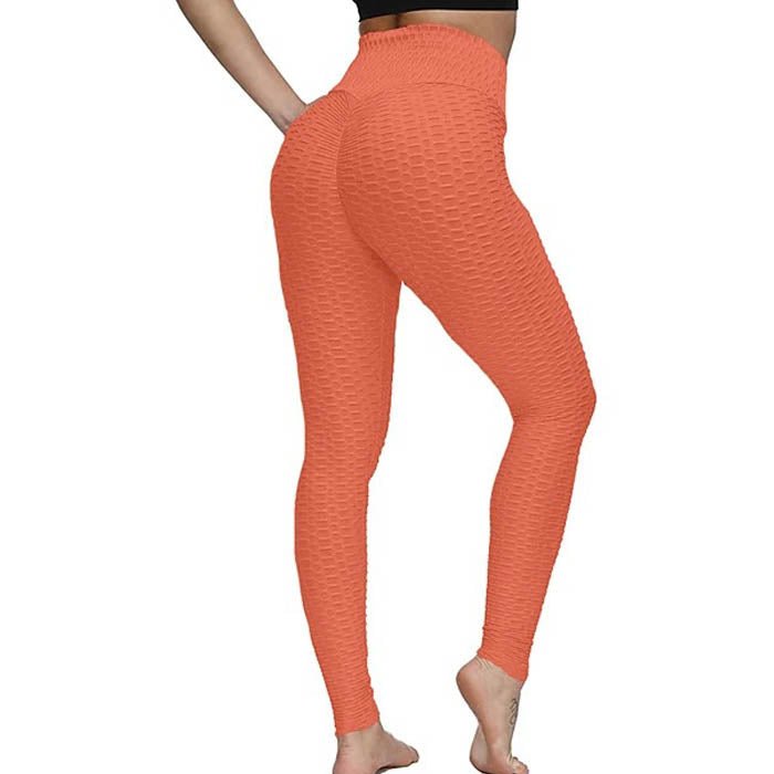Beakey Women's High Waist Yoga Pants Leggings - Light Orange