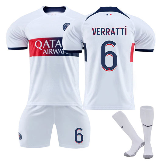 Beakey Paris Away Jersey VERRATTI #6 Soccer Jersey Kids Adult 3-Pieces Jersey Kits