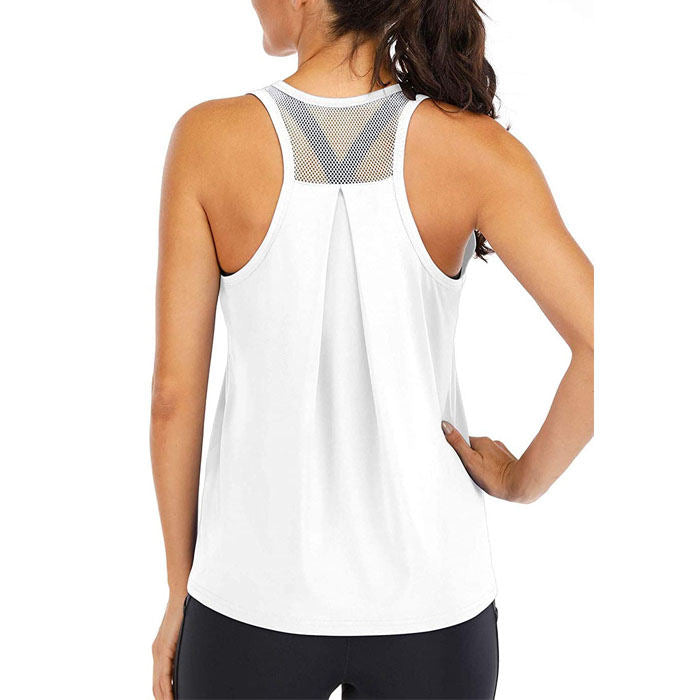 Beakey Workout Tops For Women Loose Fit Mesh Backless Quick-drying Vest-White-202088