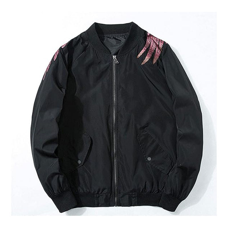 Beakey Cyberpunk Bomber Jackets for Men Embroidery Zipper Windbreaker-E