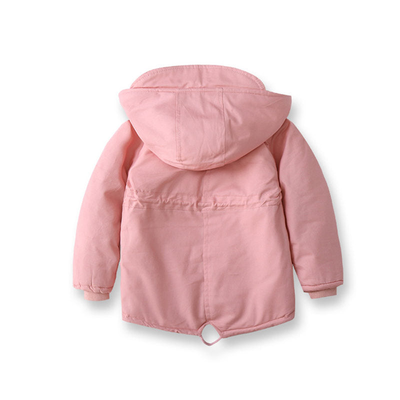 Beakey Kids Winter Jacket with Hood & Pockets Fleece Lining Outwear-Pink