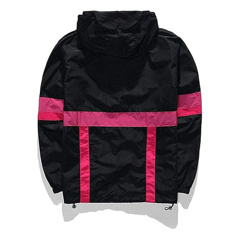 Beakey Lightweight Windbreaker for Men Hip Hop Hooded Zip Up Jacket-Black