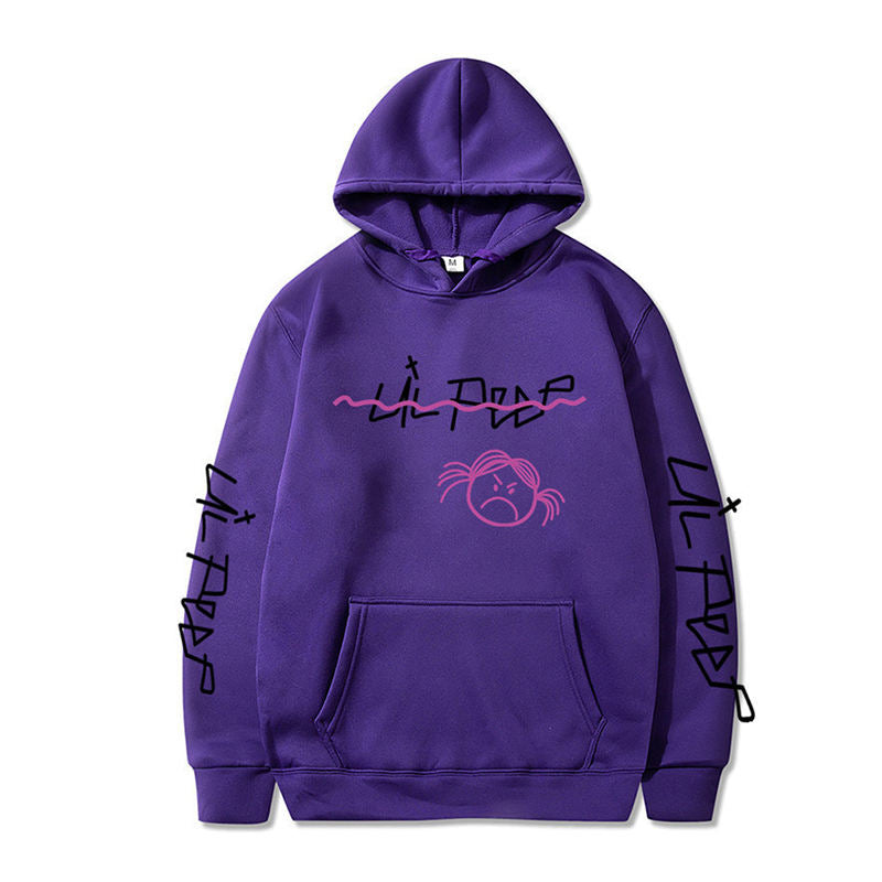 Beakey Unisex Hoodie for Winter with Front Pocket Letter Print Sweatshirt-PurpleB