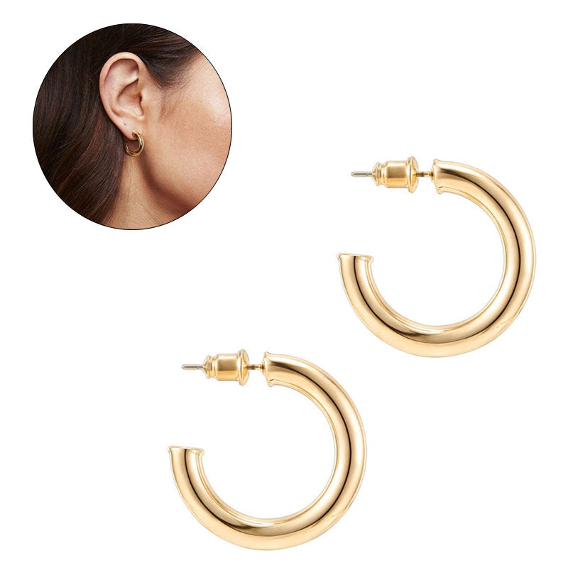 Beakey Gold Hoop Earrings for Women Lightweight Open Hoops
