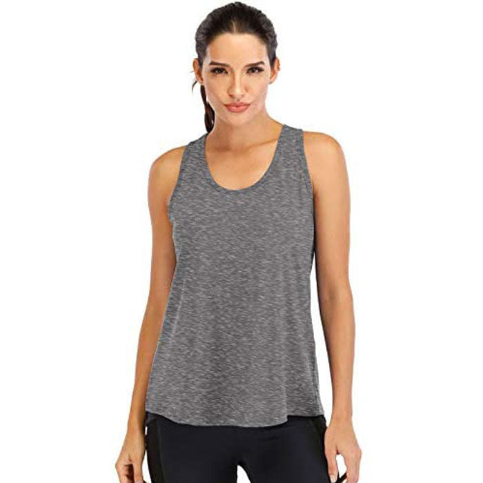 Beakey Workout Tops For Women Loose Fit Mesh Backless Quick-drying Vest-Gray-202088