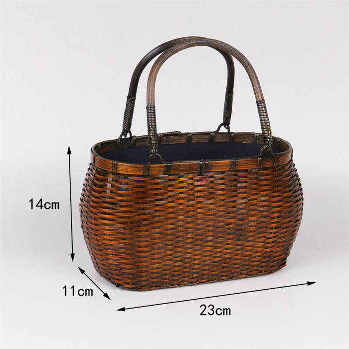Beakey Retro Weave Womens Bamboo Handbag Handmade Large Tote Bag Wicker Basket Bag-Waist Drum Bag