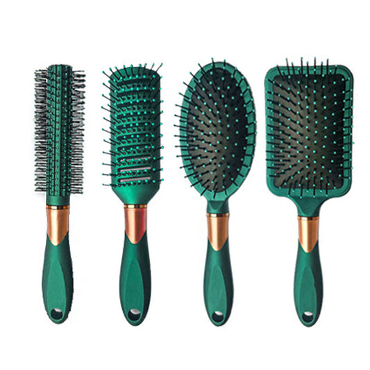 Beakey 4 Pcs Hair Brush Gifts Set for Women Detangling Hairbrush Flexible Soft Pin Bristles for Long Thick Curly Hair-008Green