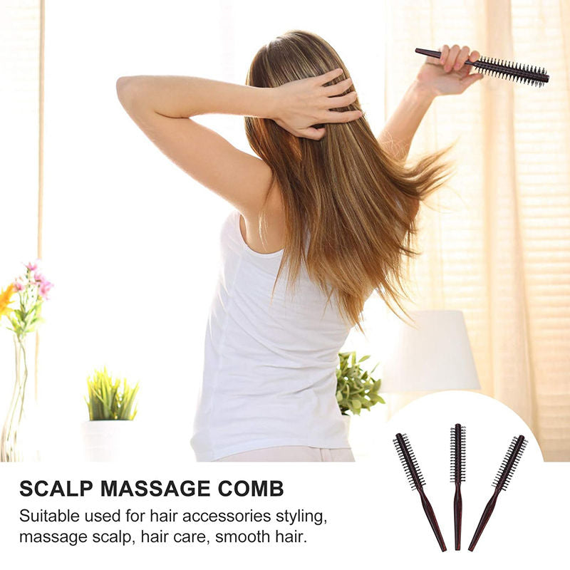 Beakey 3 Pcs Round Hair Brush with Wooden Handle for Hair Blow Drying