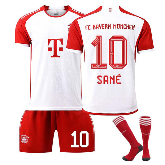 Beakey Bayern Home Jersey SANE #10 Soccer Jersey Kids Adult 3-Pieces Jersey Kits
