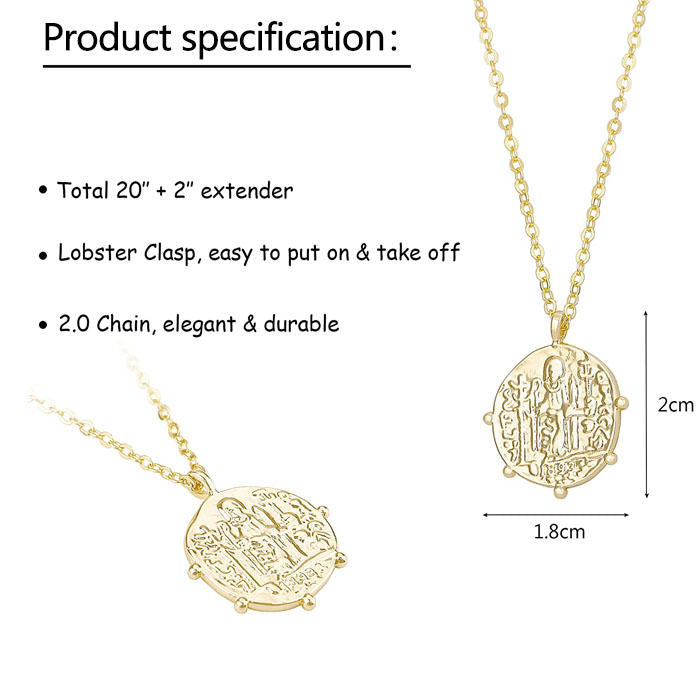 Beakey Simple Cute Long Pendant Necklace Oval Link Choker Double Layer Jewery-Coin-GL-0023A