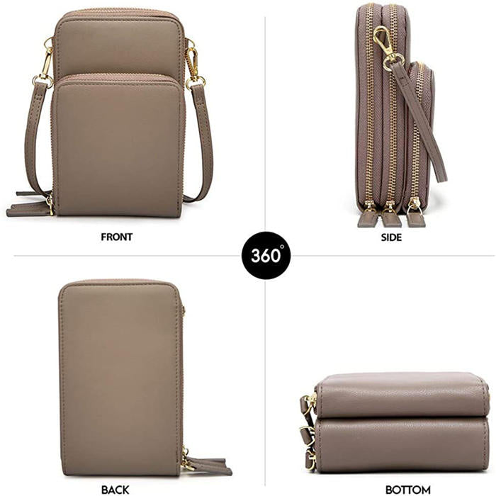 Beakey Crossbody Phone Bag for Women Small Shoulder Bag Cell Phone Wallet Purses and Handbags with 14 Credit Card Slots-Lightgrey
