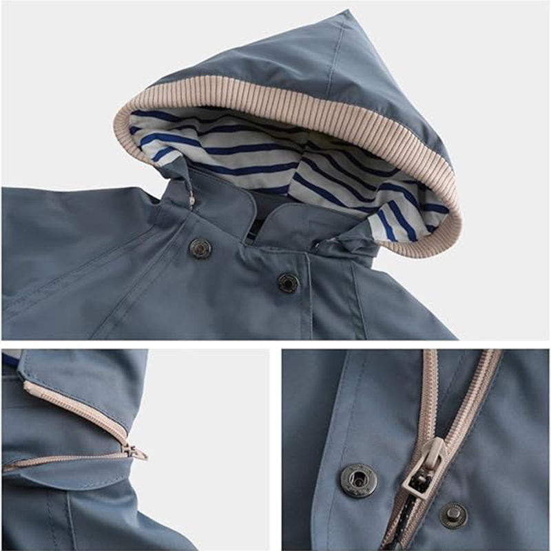 Beakey Kids Rain Jacket with Removable Hood Windproof for Spring Fall-Grey