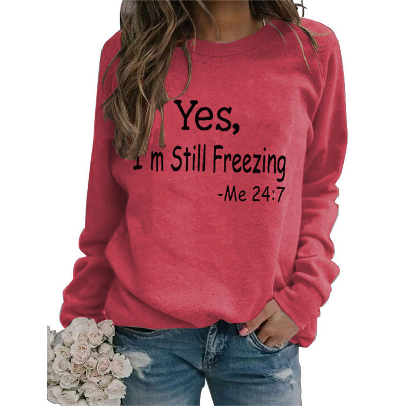 Beakey Letter Print Pullover Tops for Women Crewneck Fall Winter Sweatshirt-Red