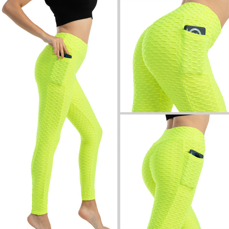 Beakey Womens Leggings Ruched Butt Lifting Stretchy Tights with Pockets-Green