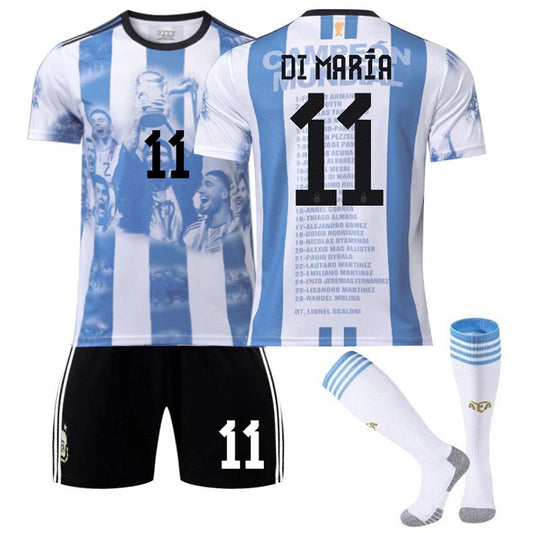 Beakey Argentina Win Commemoration Jersey 2324 Edition DI MARIA #11 Soccer Jersey Kids Adult 3Pcs Jersey Kits