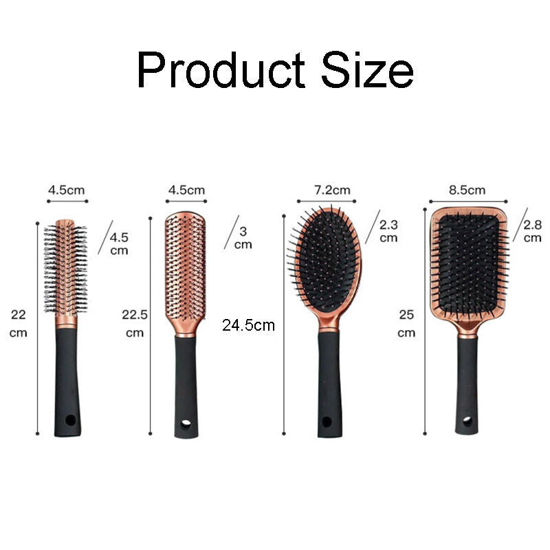 Beakey 4 Pcs Hair Brush Anti Static Massage Oval Comb for Women Men-Gold