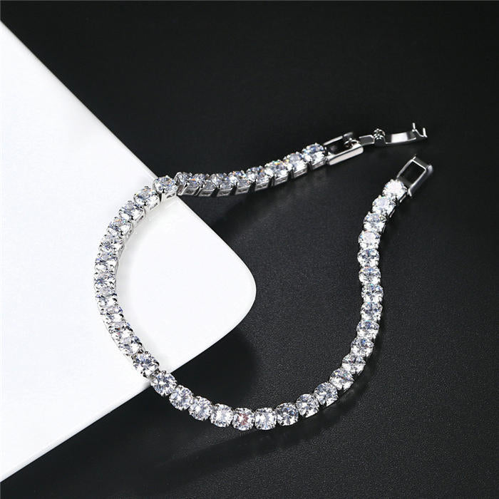 Beakey 4mm Cubic Zirconia Classic Tennis 17/18/19cm Bracelets For Women-Gold