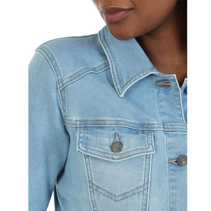 Beakey Women's Plus Size Classic Jean Jacket Slim-Light Blue-042
