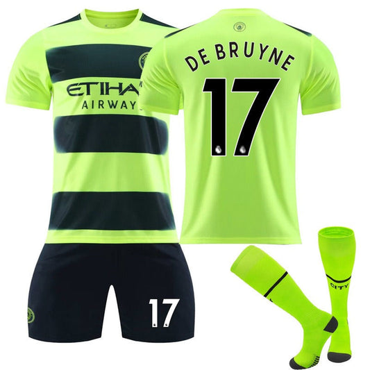 Beakey DE BRUYNE #17 Manchester Second Away Jersey 2022/23 Soccer Jersey Kit For Adult Kids