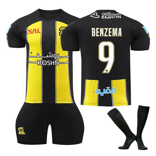 Beakey Al Ittihad Jeddah Home Jersey BENZEMA #9 Soccer Jersey Kids Adult 3Pcs Jersey Kits