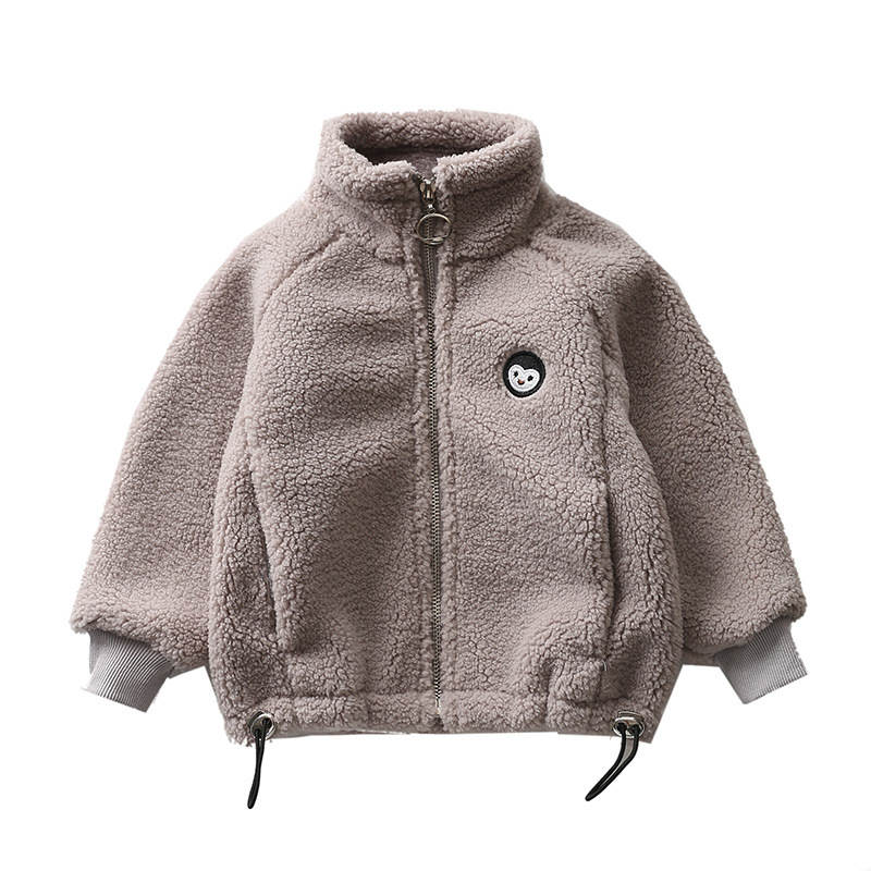 Beakey Baby Fleece Jacket Stand Collar Warm Zip Up Outwear for Winter-Grey