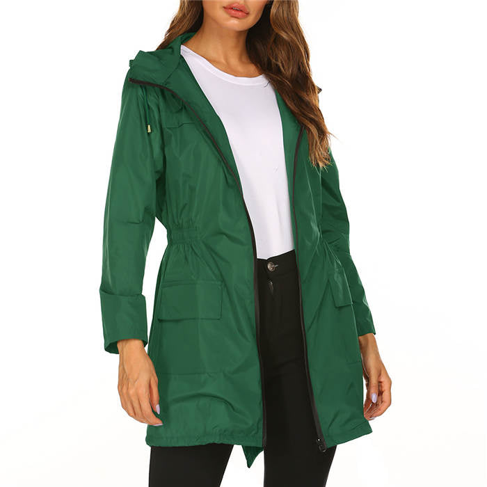 Beakey Rain Jackets Womens Lightweight Hooded Waterproof Outdoor Hiking Clothes-Grass Green-HYY0726