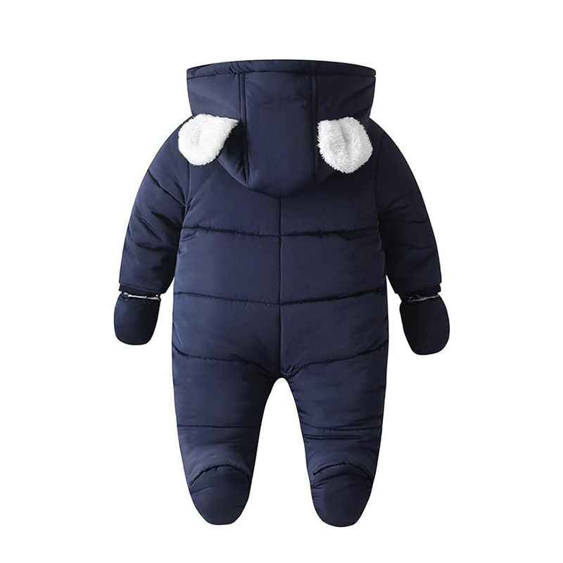 Beakey Baby Cute Snowsuit with Gloves Fleece Lining Warm Footed Romper