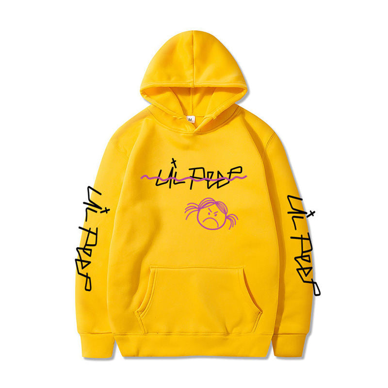 Beakey Unisex Hoodie for Winter with Front Pocket Letter Print Sweatshirt-YellowB
