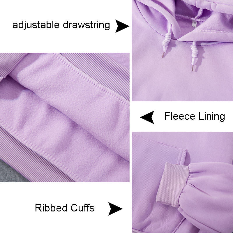 Beakey Casual Hoodie Strawberry Cow Print with Pockets for Women Men-Purple