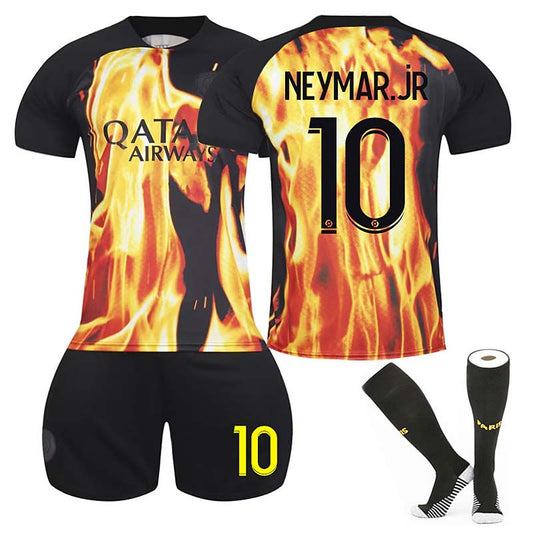 Beakey Paris Flame Special Edition Jersey NEYMAR.JR #10 Soccer Jersey Kids Adult 3-Pieces Jersey Kits