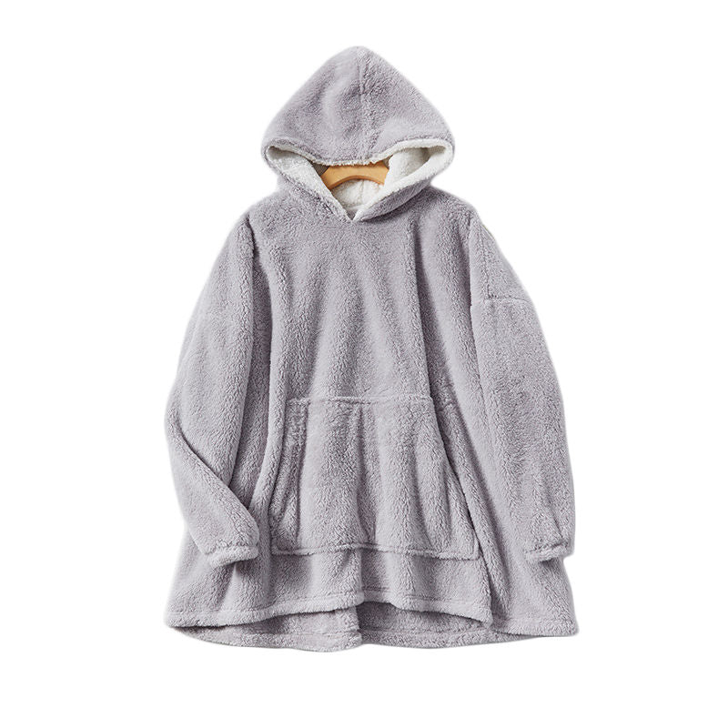 Beakey Hooded Pajama Top with Pocket for Unisex-Light Grey