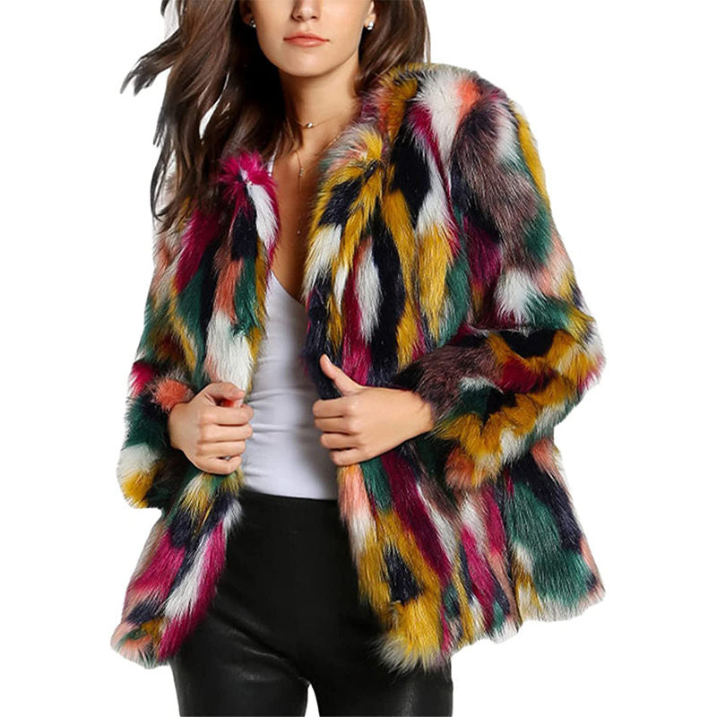 Beakey Womens Winter Luxury Faux Fur Coat Warm Plush Cardigan Jacket
