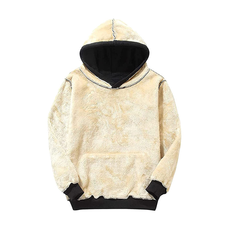 Beakey Ladies Winter Warm Fleece Lined Pullover Casual Hooded Sweatshirt-Black
