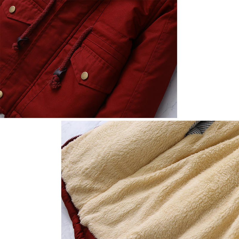Beakey Kids Winter Jacket with Hood & Pockets Fleece Lining Outwear-Wine Red