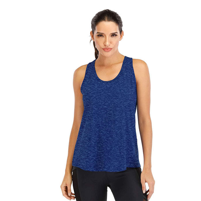 Beakey Workout Tops For Women Loose Fit Mesh Backless Quick-drying Vest-Dark Blue-202088