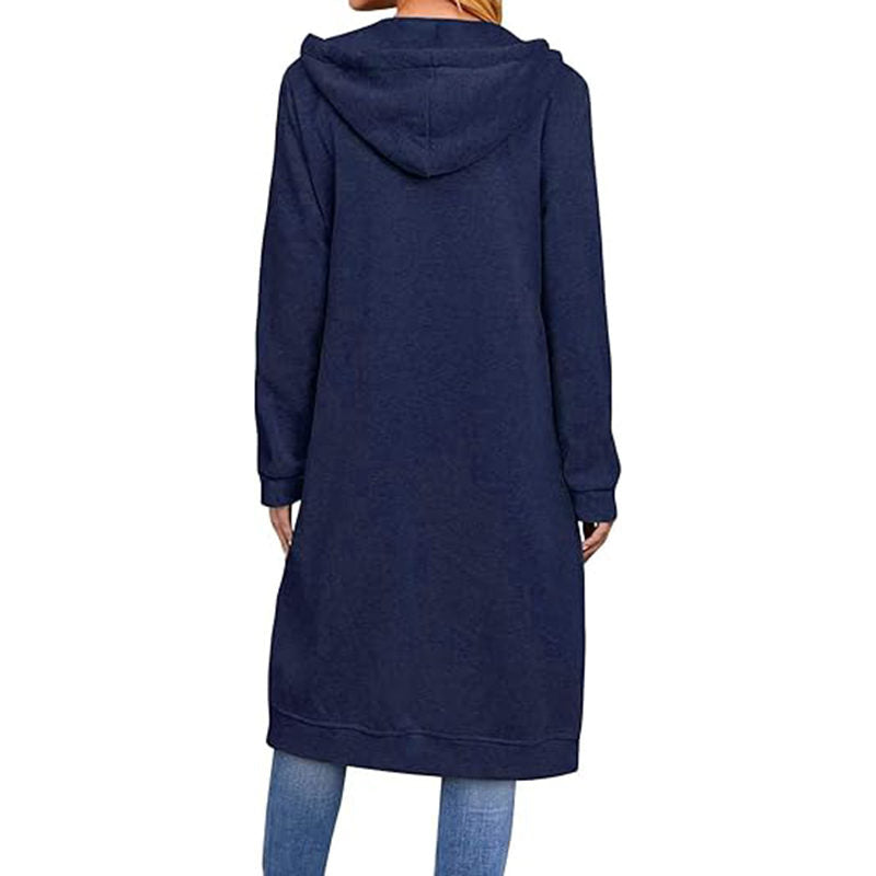 Beakey Womens Zip Up Hoodies Long Sleeve Oversized Jacket with Pockets-Navy Blue