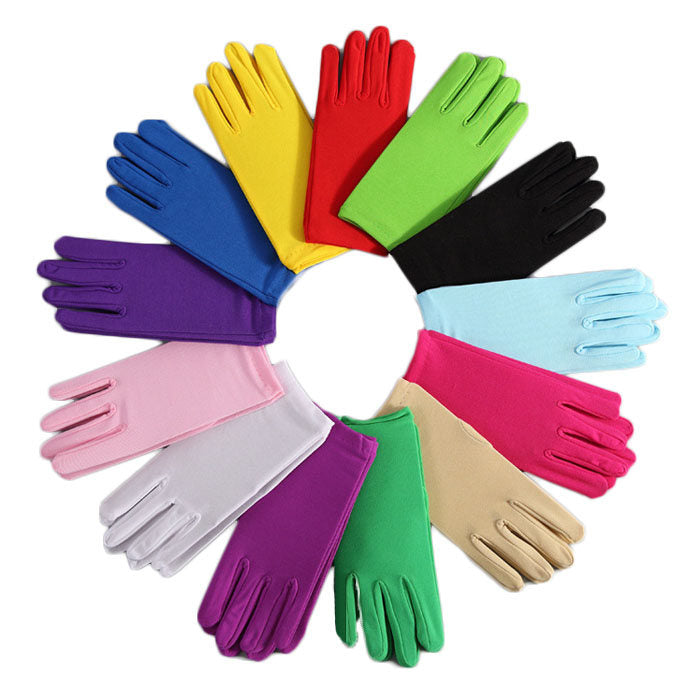 Beakey 13 Pairs Women Short Satin Gloves Wrist Length Gloves Gown Gloves Opera Gloves