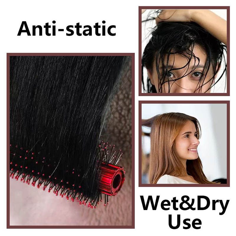 Beakey 4 Pcs Hair Brush Anti Static Massage Oval Comb for Women Men-Red