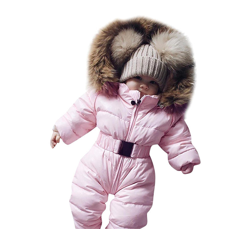 Beakey Newborn Snowsuits with Removable Hood Warm Padded Coat Winter-Pink