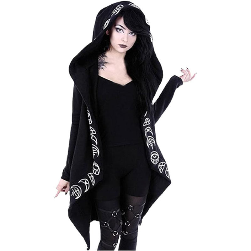 Beakey Punk Gothic Sweatshirt for Women Long Sleeve Open Hoodie Oversized