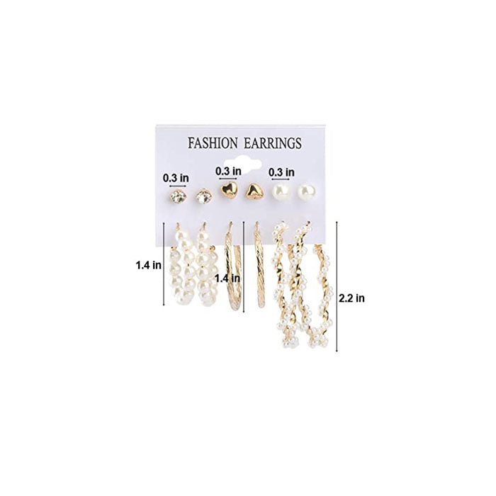 Beakey 6 Pairs Fashion Earrings Set with Tassel Dangle Hoop Earrings Colorful Statement Earrings Studs-(Style 11)