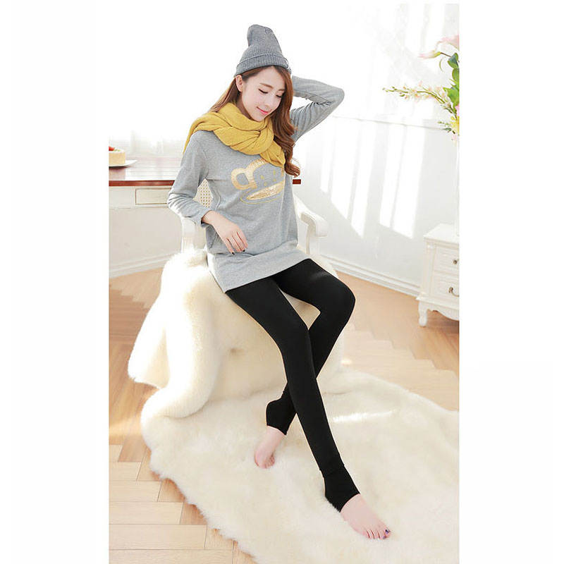 Beakey Winter Warm Fleece Lined Elastic Leggings Pants for Women-Black