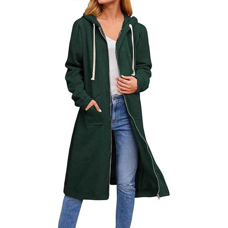 Beakey Womens Zip Up Hoodies Long Sleeve Oversized Jacket with Pockets-Dark Green