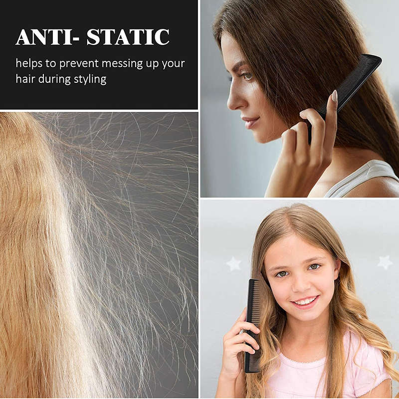 Beakey 6 Pcs Carbon Fiber Combs Anti Static for Women Most Hair Types